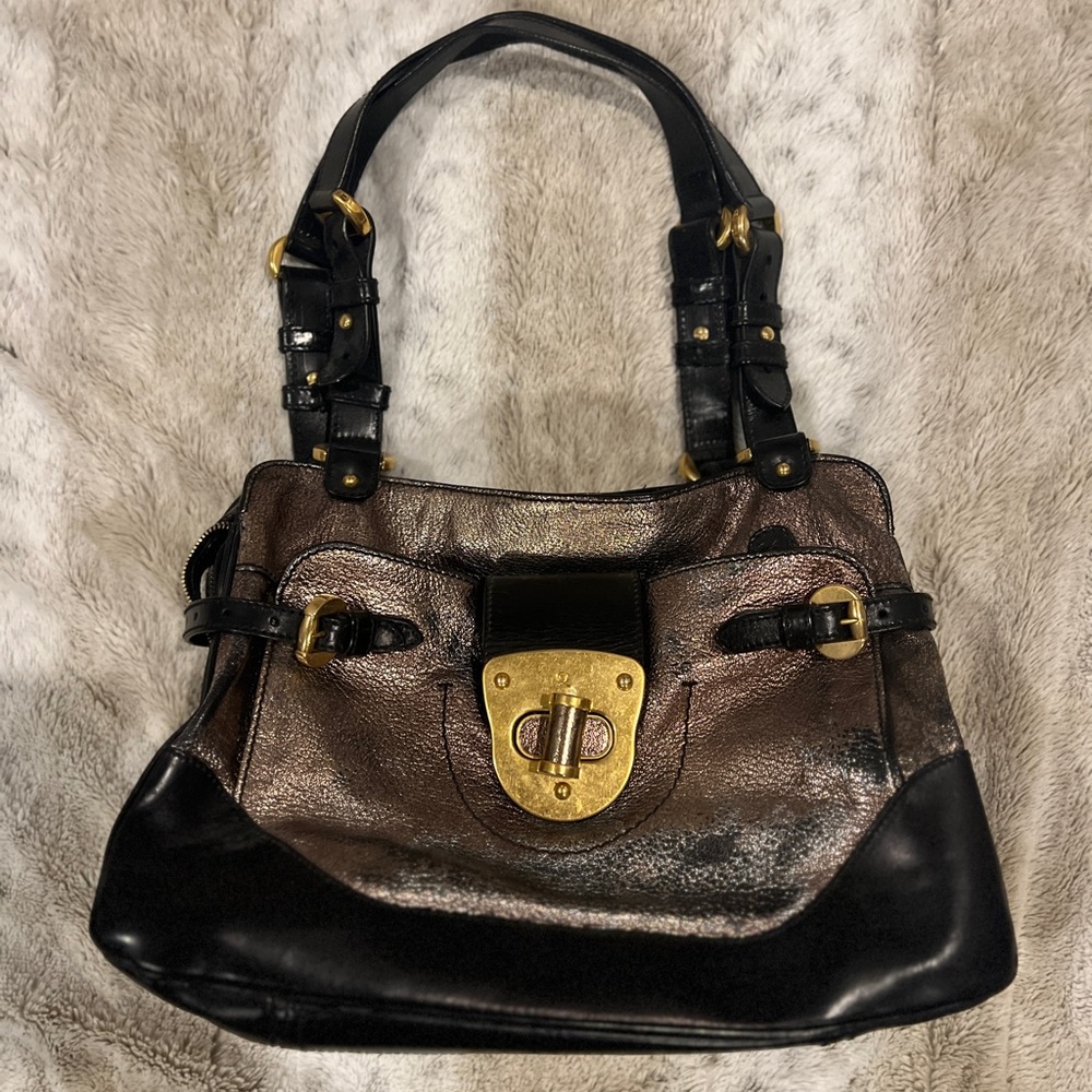 ALEXANDER MCQUEEN Flapper Black Leather Handbag